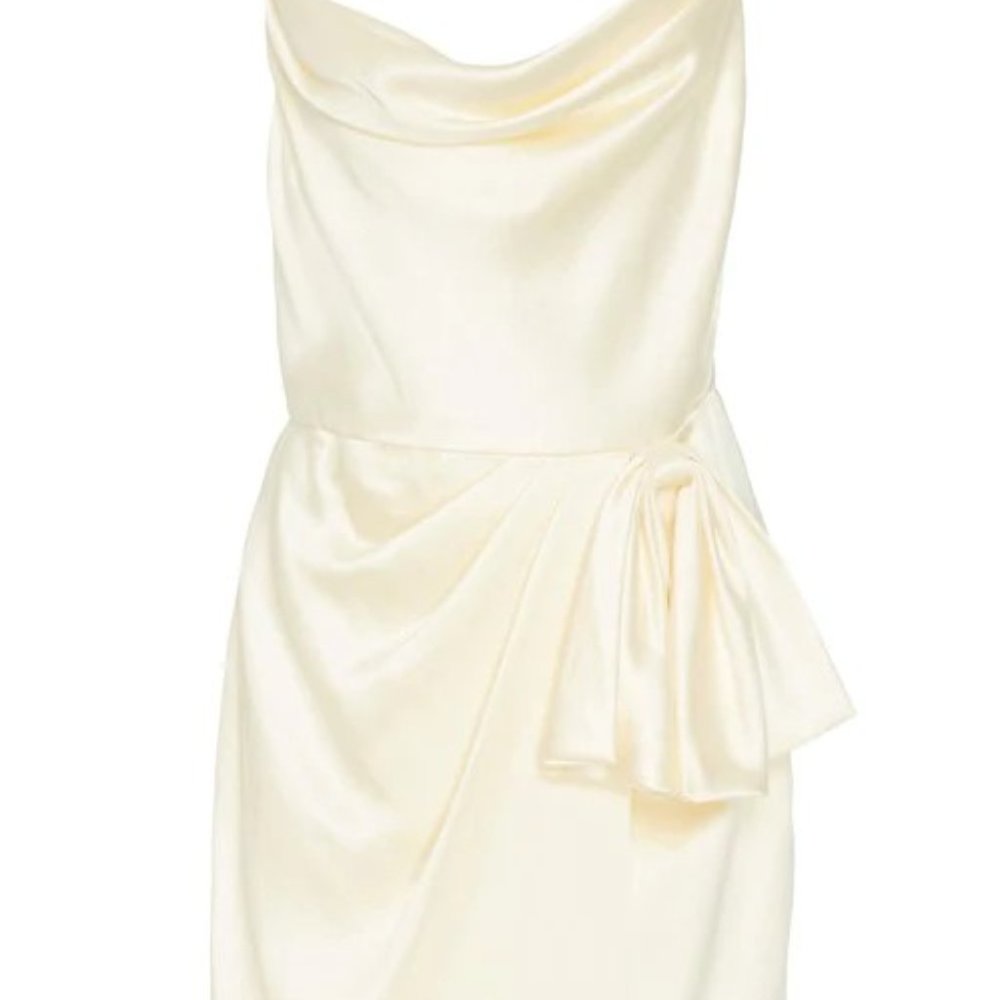 Rosetta Ivory Satin Mini Dress With Bow